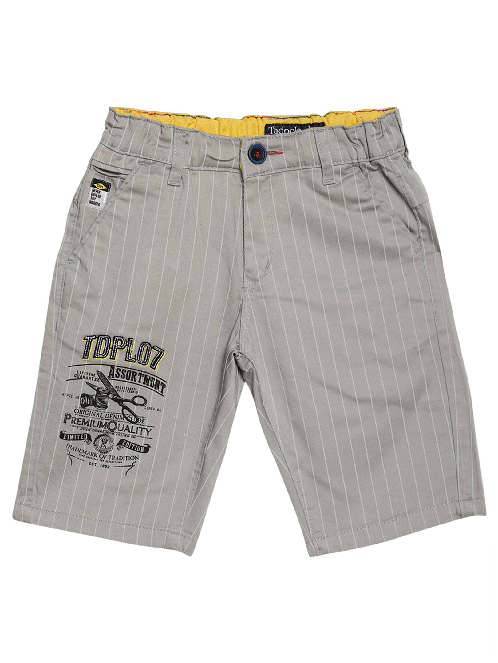 

Tadpole Boy s Grey Mid-rise Regular-fit Cotton Shorts