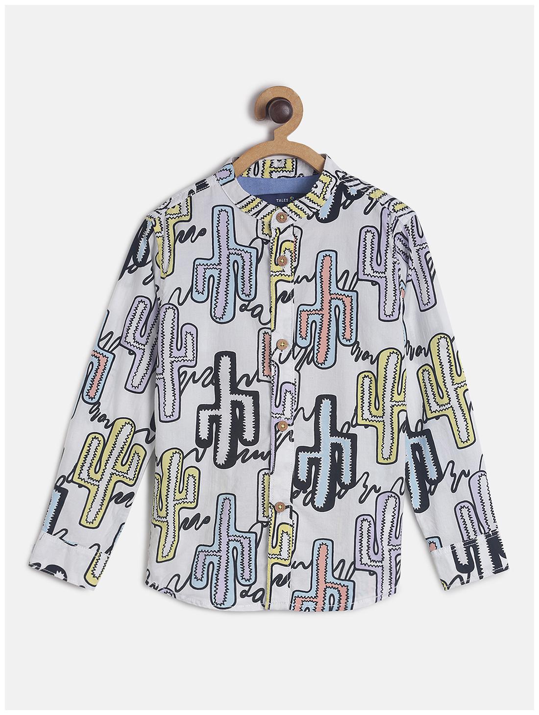 

Tales Stories Boy Cotton blend Printed Shirt White
