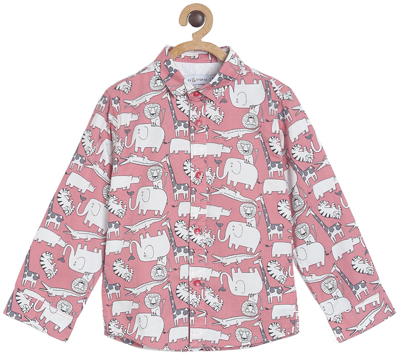 

Tales Stories Boy Cotton Printed Shirt Pink