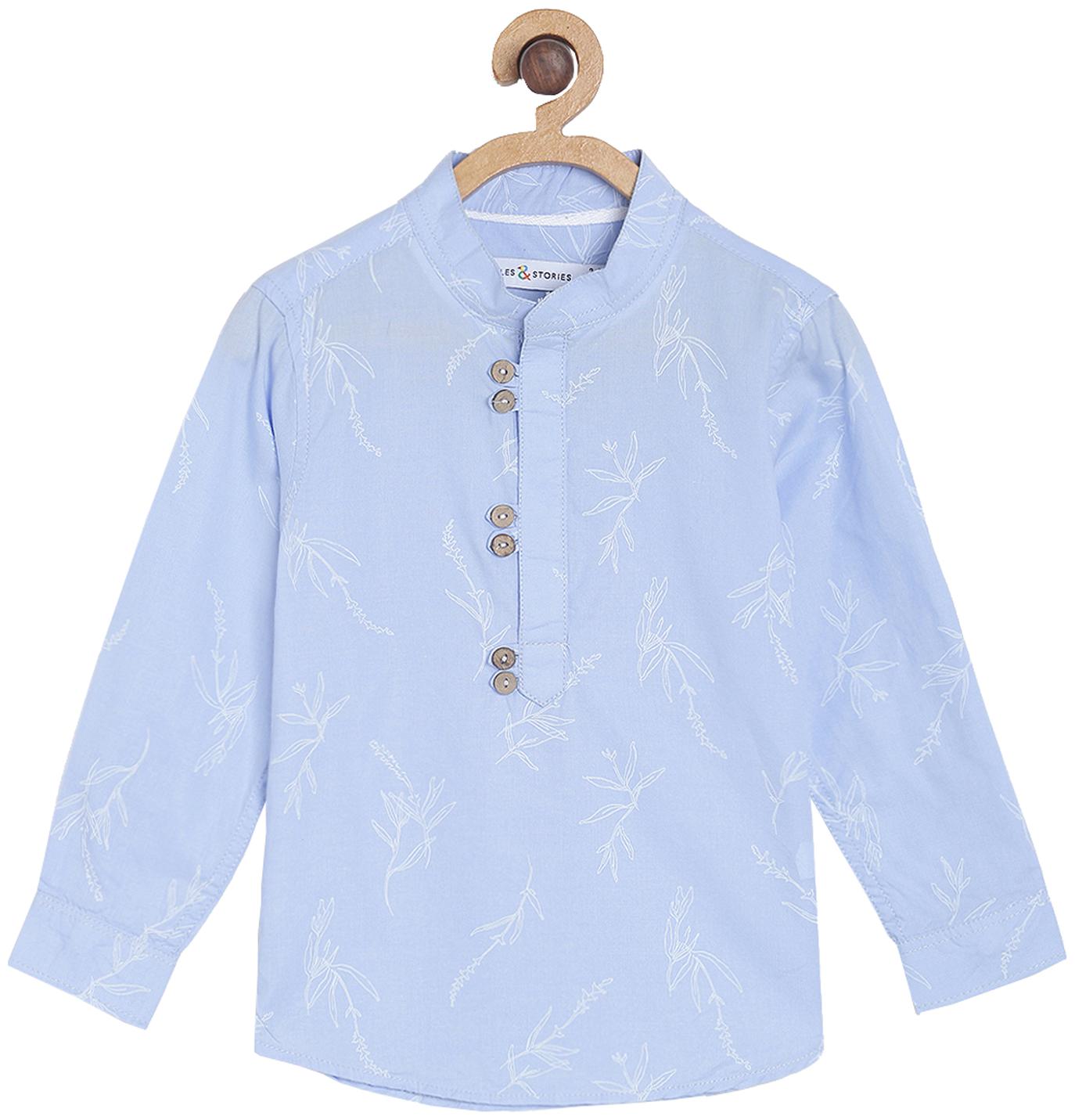 

Tales Stories Boy Cotton Floral Shirt Blue