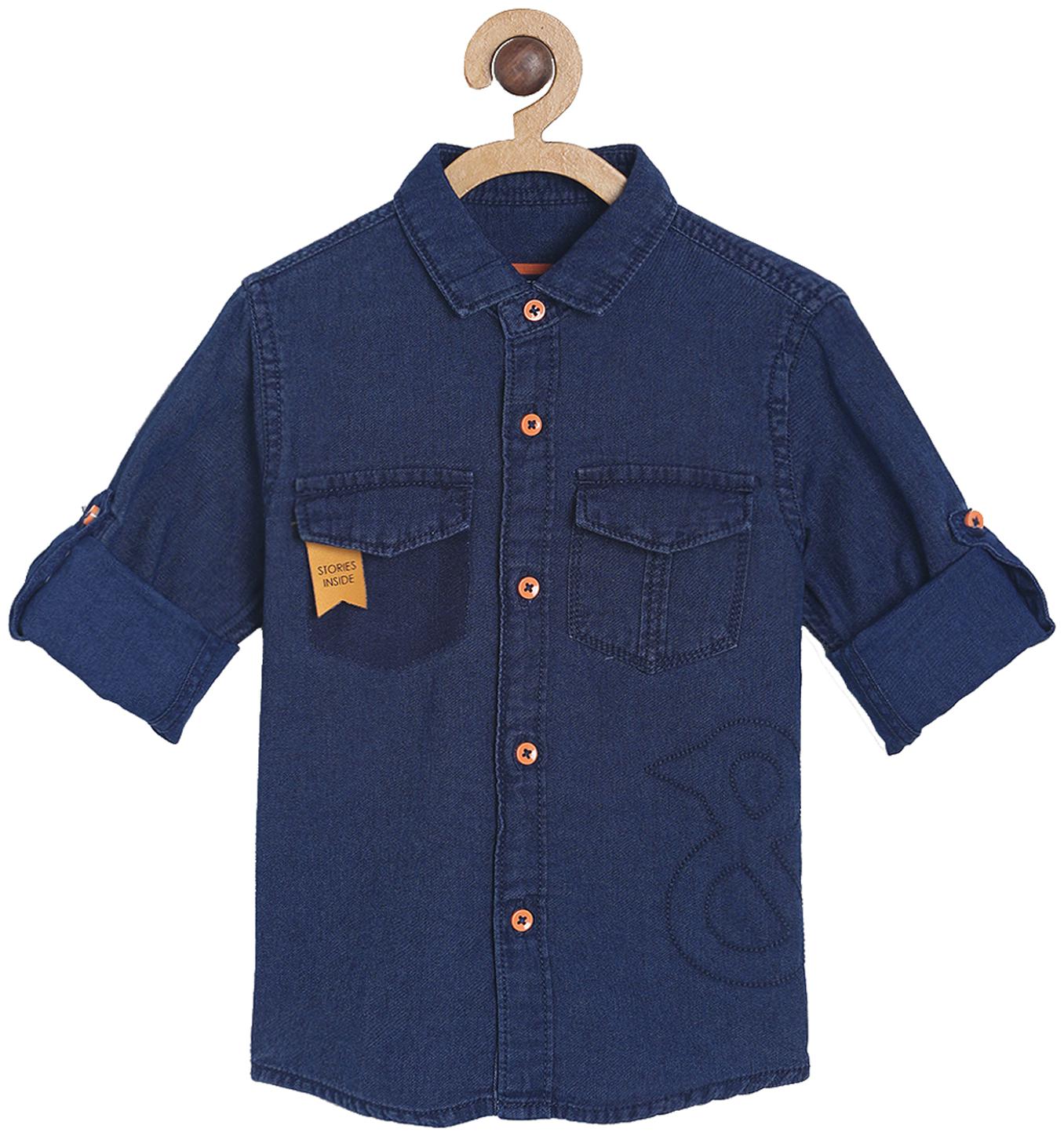 

Tales Stories Boy Cotton Solid Shirt Blue