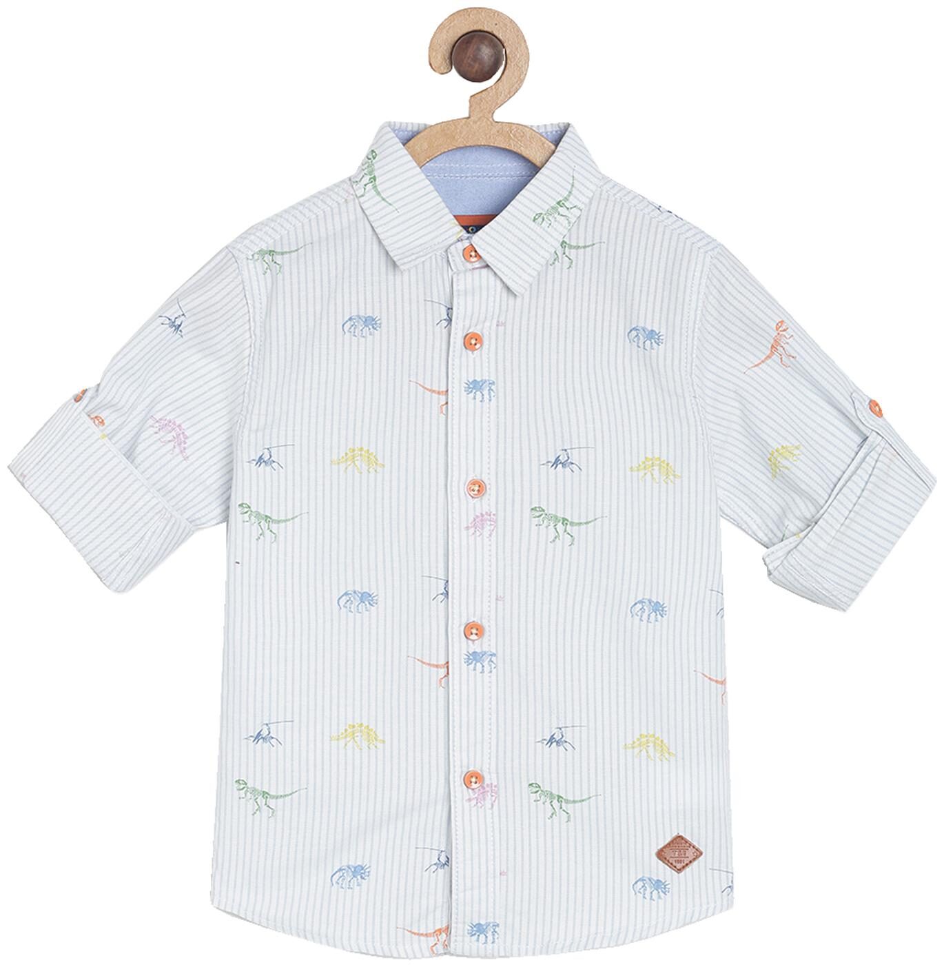 

Tales Stories Cotton Striped Shirt for Baby Boy - White