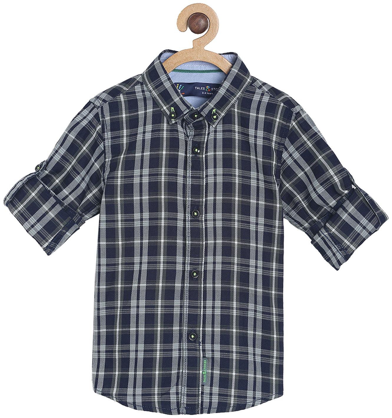 

Tales Stories Boy Cotton Checked Shirt Blue