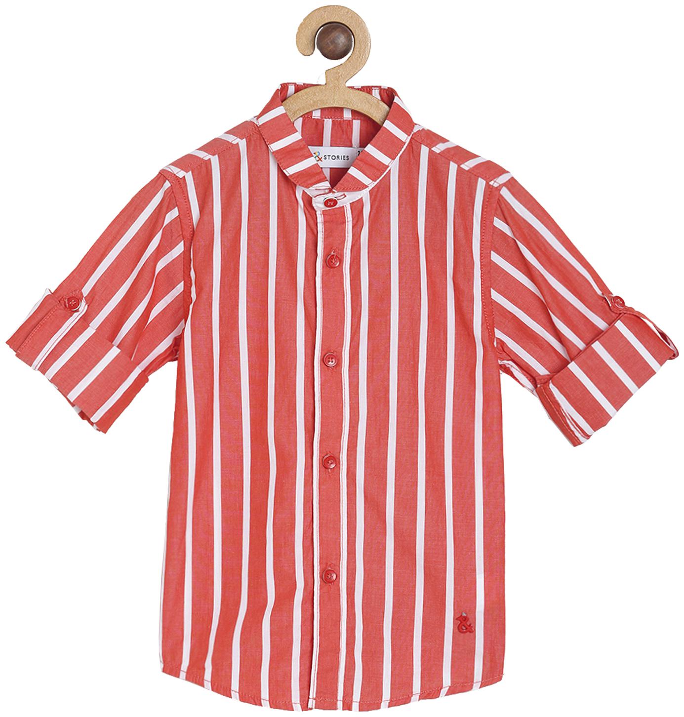 

Tales Stories Cotton Striped Shirt for Baby Boy - Red