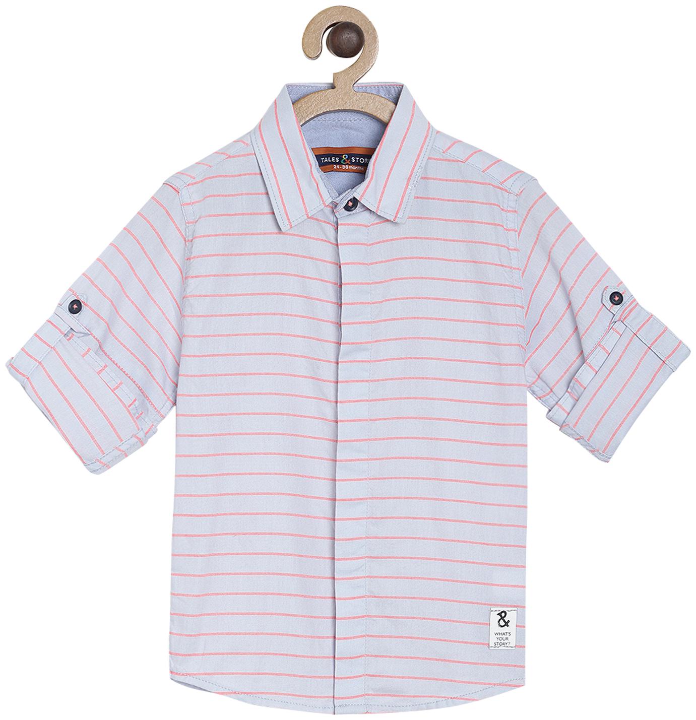 

Tales Stories Boy Cotton Striped Shirt Blue