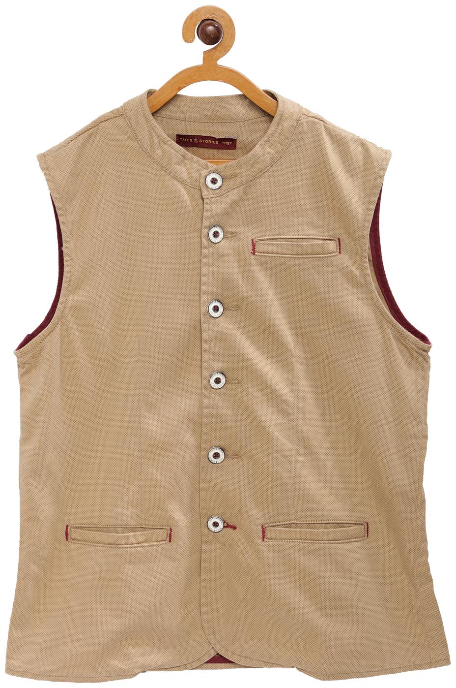 

Tales Stories Boys Khaki Solid Waistcoat