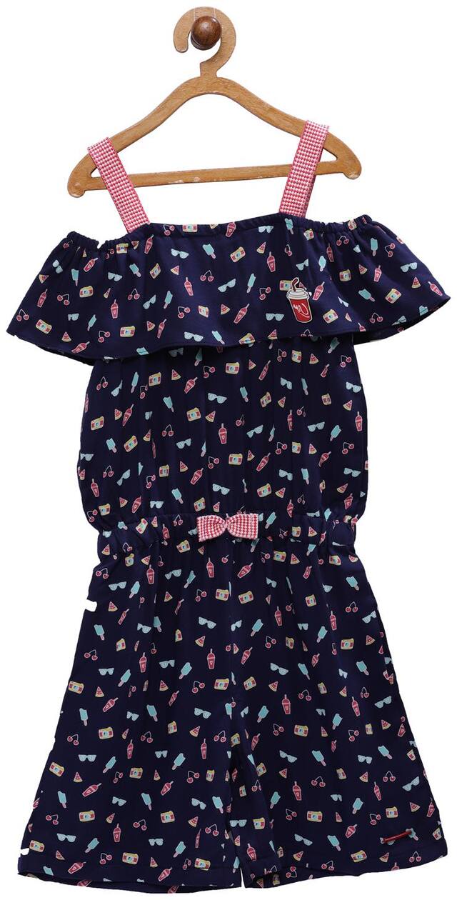 Tales & Stories Cotton Printed Bodysuit For Girl - Blue