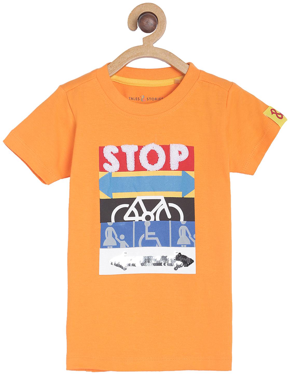 

Tales Stories Boy Cotton Printed T-shirt - Orange
