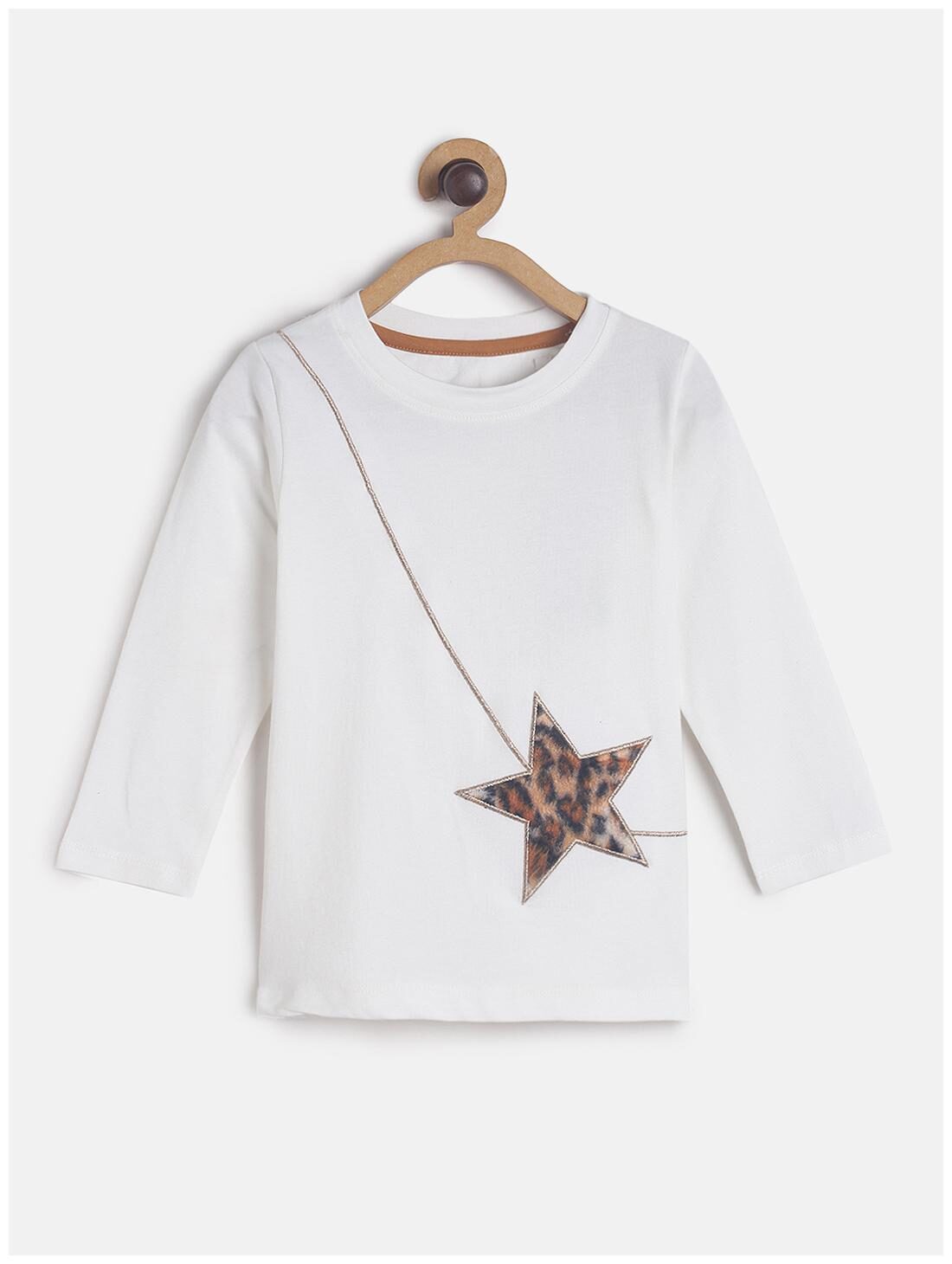 

Tales Stories Girl Cotton blend Self design T shirt - White