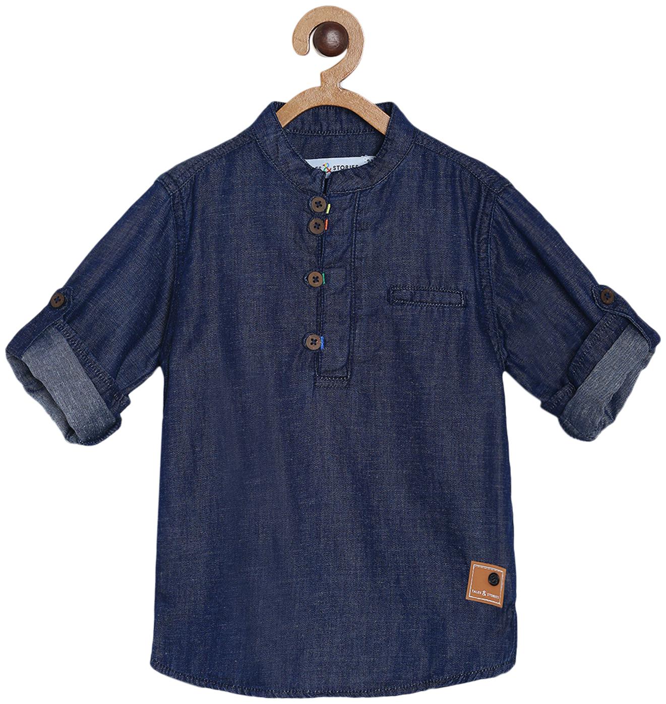 

Tales Stories Boy Cotton Solid Shirt Blue