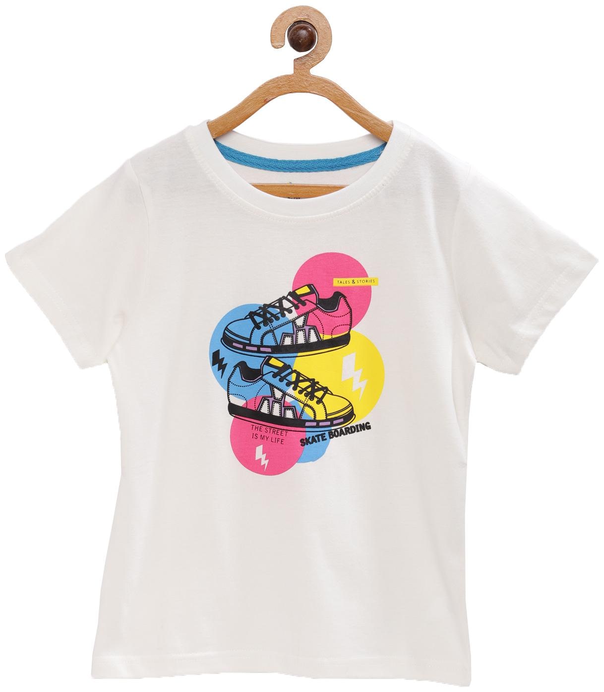 

Tales Stories Boy Cotton Printed T-shirt - White