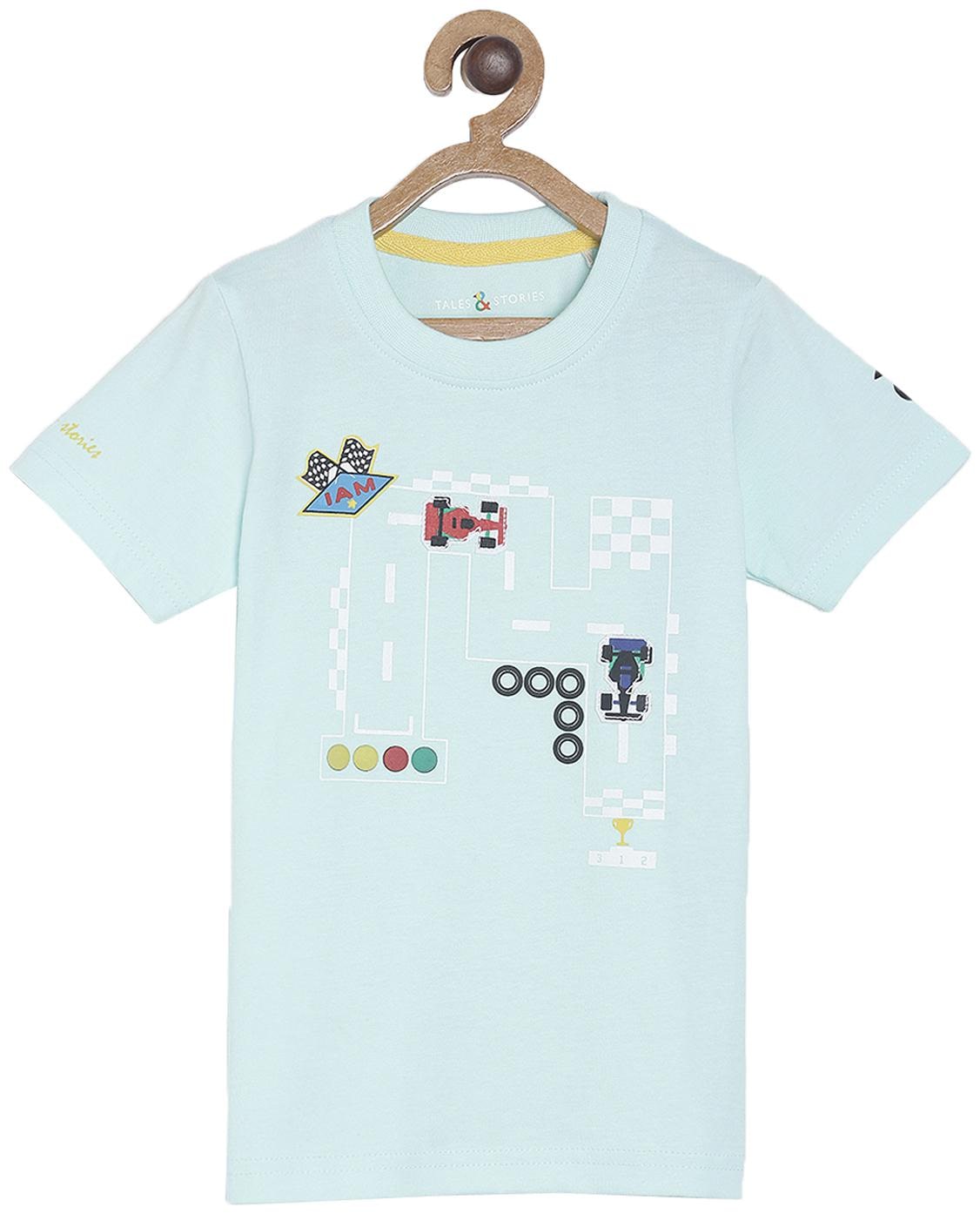 

Tales Stories Boy Cotton Printed T-shirt - Green