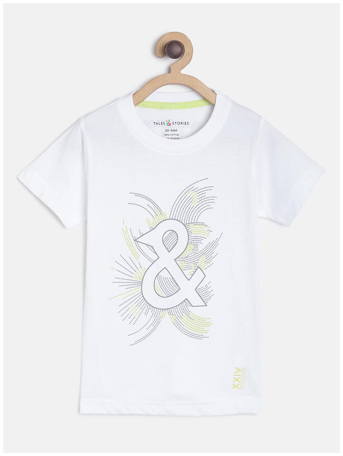 

Tales Stories Boys White Brand Logo Printed Half Sleeve Cotton T-shirt