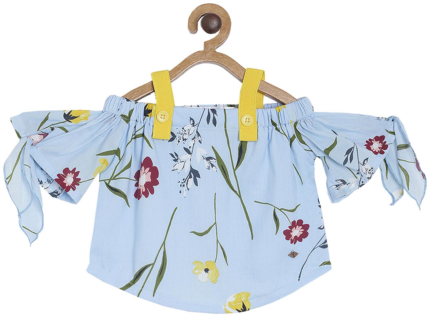 

Tales Stories Girl Cotton Floral Top - Blue