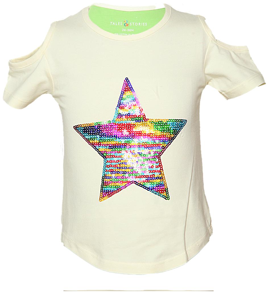

Tales Stories Girl Cotton Solid T shirt - Cream