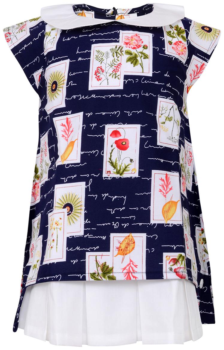 

Tales Stories Navy Blue Floral Printed Girls Dress (Multi)