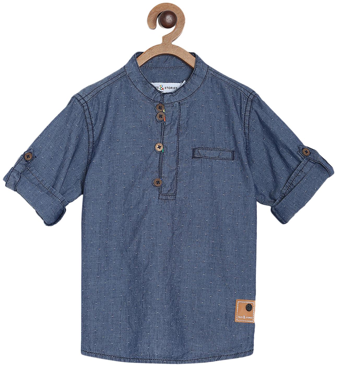 

Tales Stories Boy Cotton Solid Shirt Blue