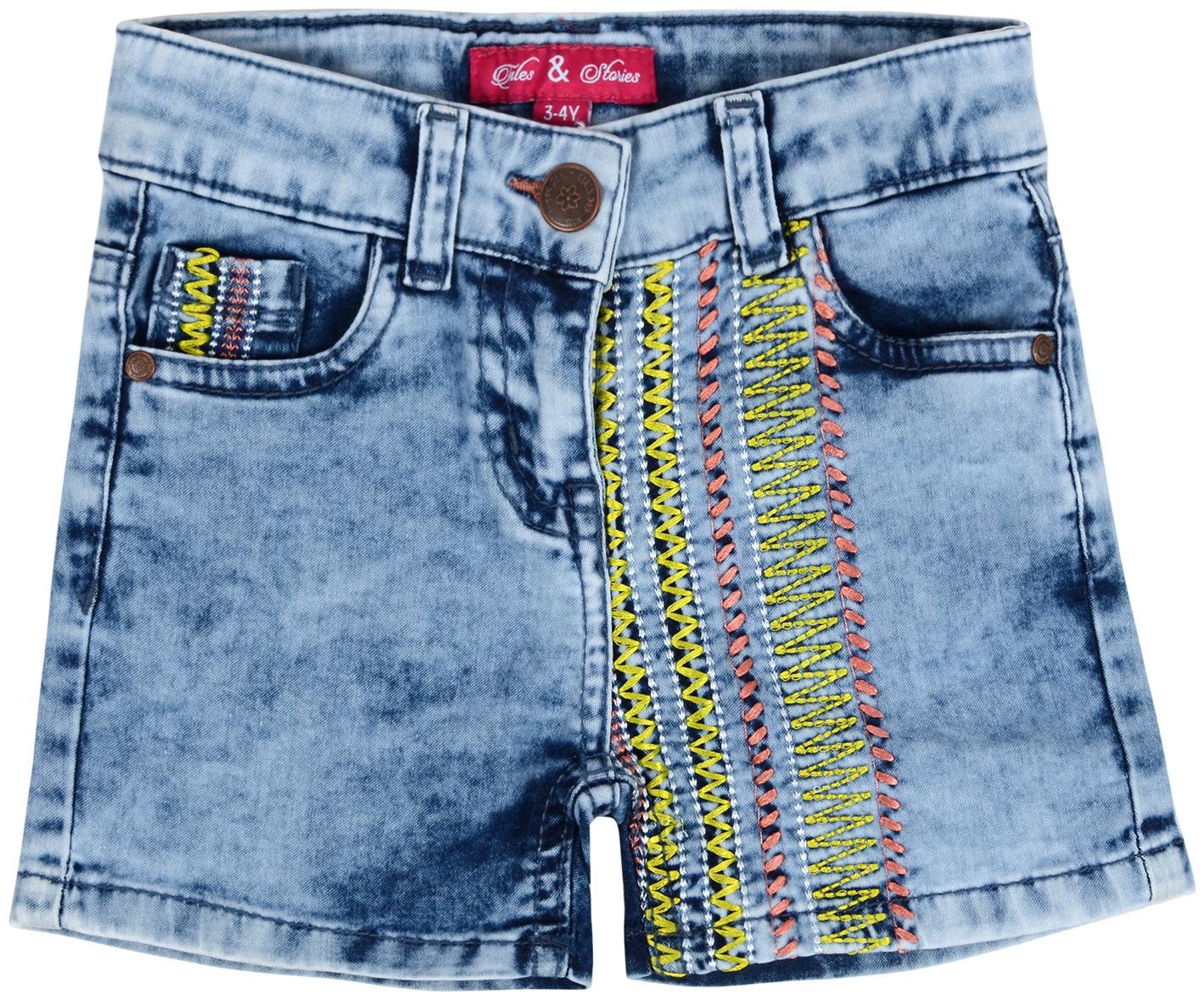 

Tales Stories Girl Cotton blend Embroidered Hot pants - Blue
