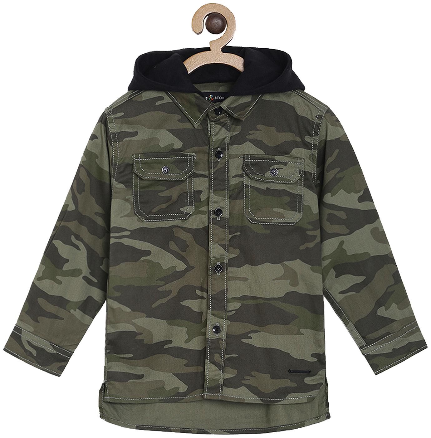 

Tales Stories Boy Cotton Printed Shirt Green