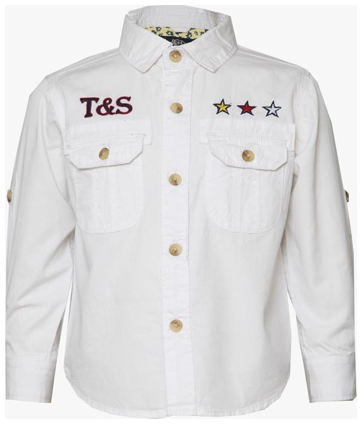 

Tales Stories Denim Solid Shirt for Baby Boy - White