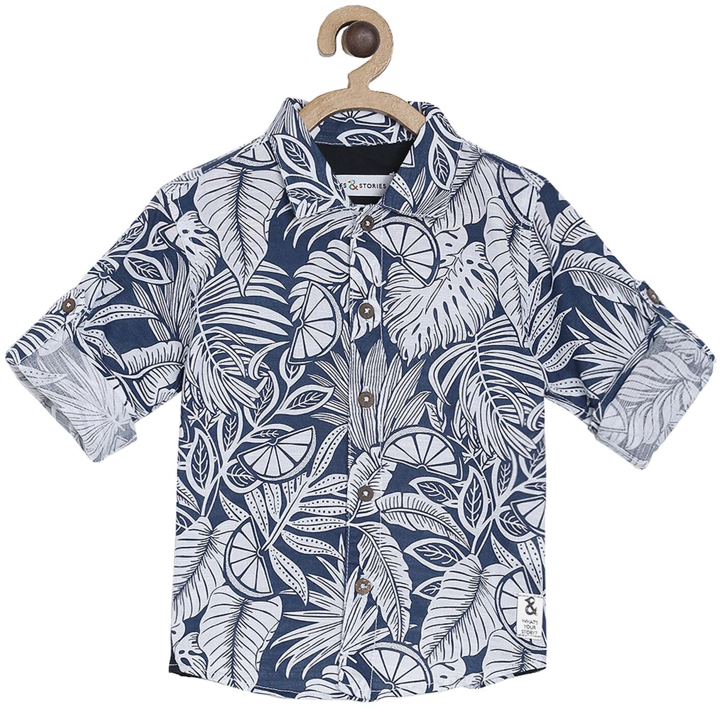 

Tales Stories Boy Cotton Printed Shirt Blue