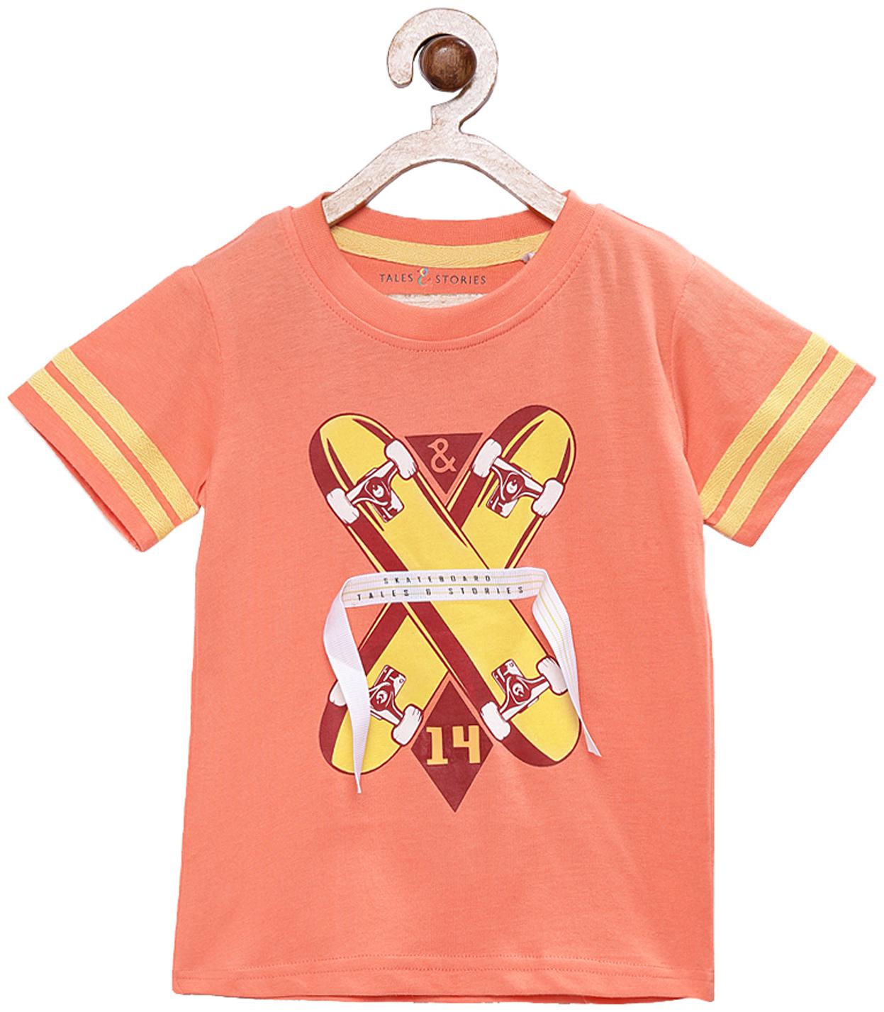 

Tales Stories Boy Cotton Printed T-shirt - Orange