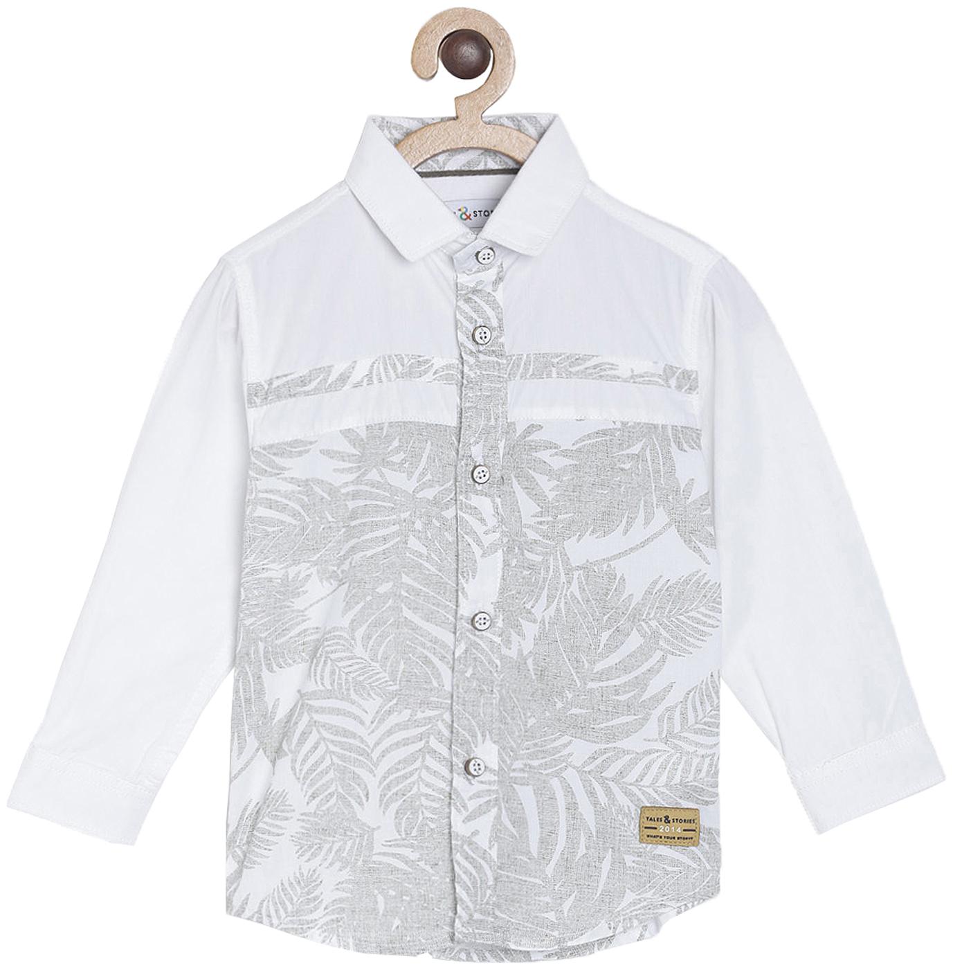 

Tales Stories Boy Cotton Printed Shirt White
