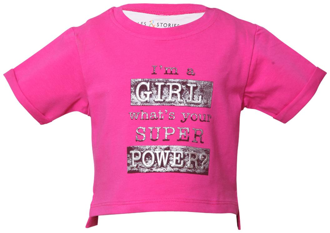 

Tales Stories Girl Cotton Solid T shirt - Pink