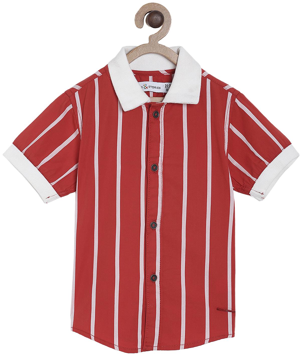 

Tales Stories Cotton Striped Shirt for Baby Boy - Red