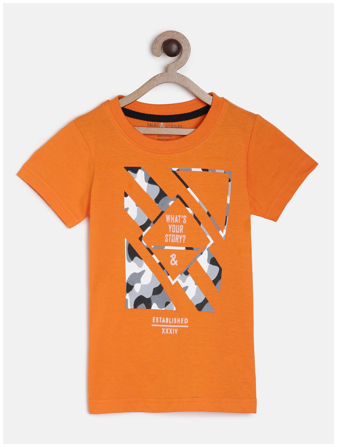

Tales Stories Boy Cotton Printed T-shirt - Orange