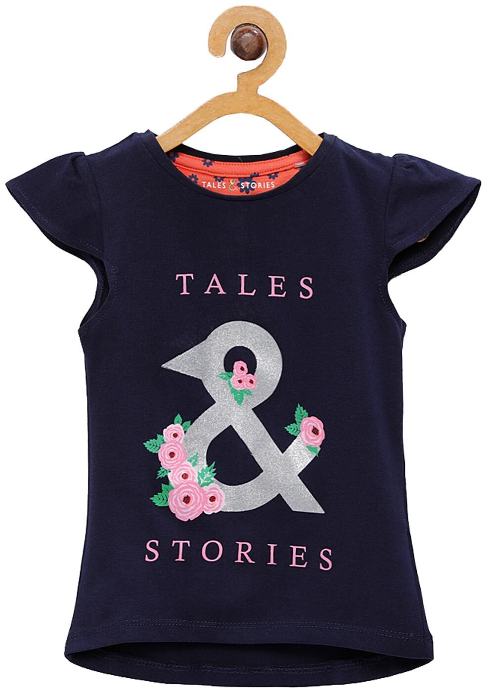 

Tales Stories Girl Cotton Printed T shirt - Blue