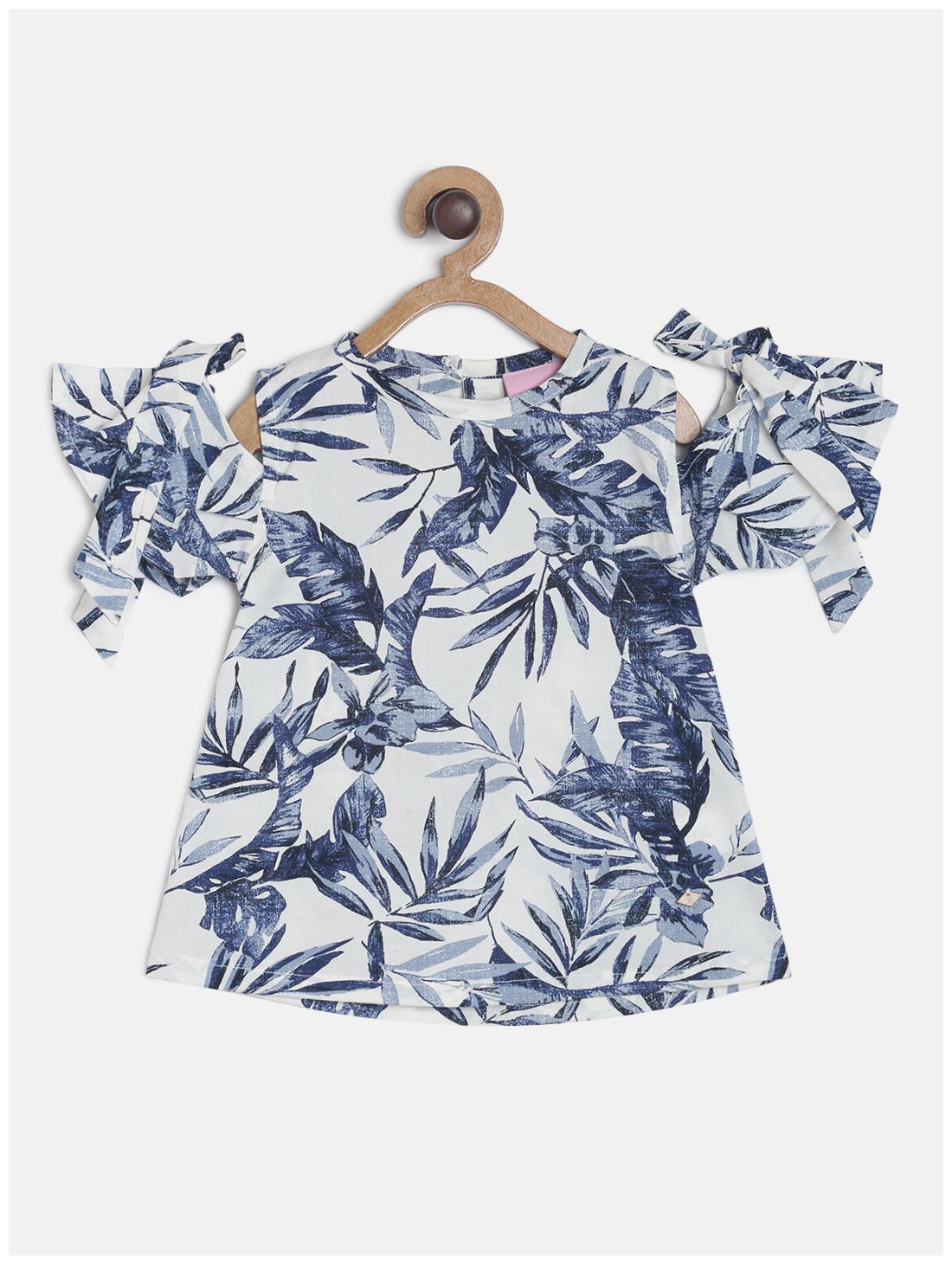 

Tales Stories Girl Cotton Floral Top - Blue