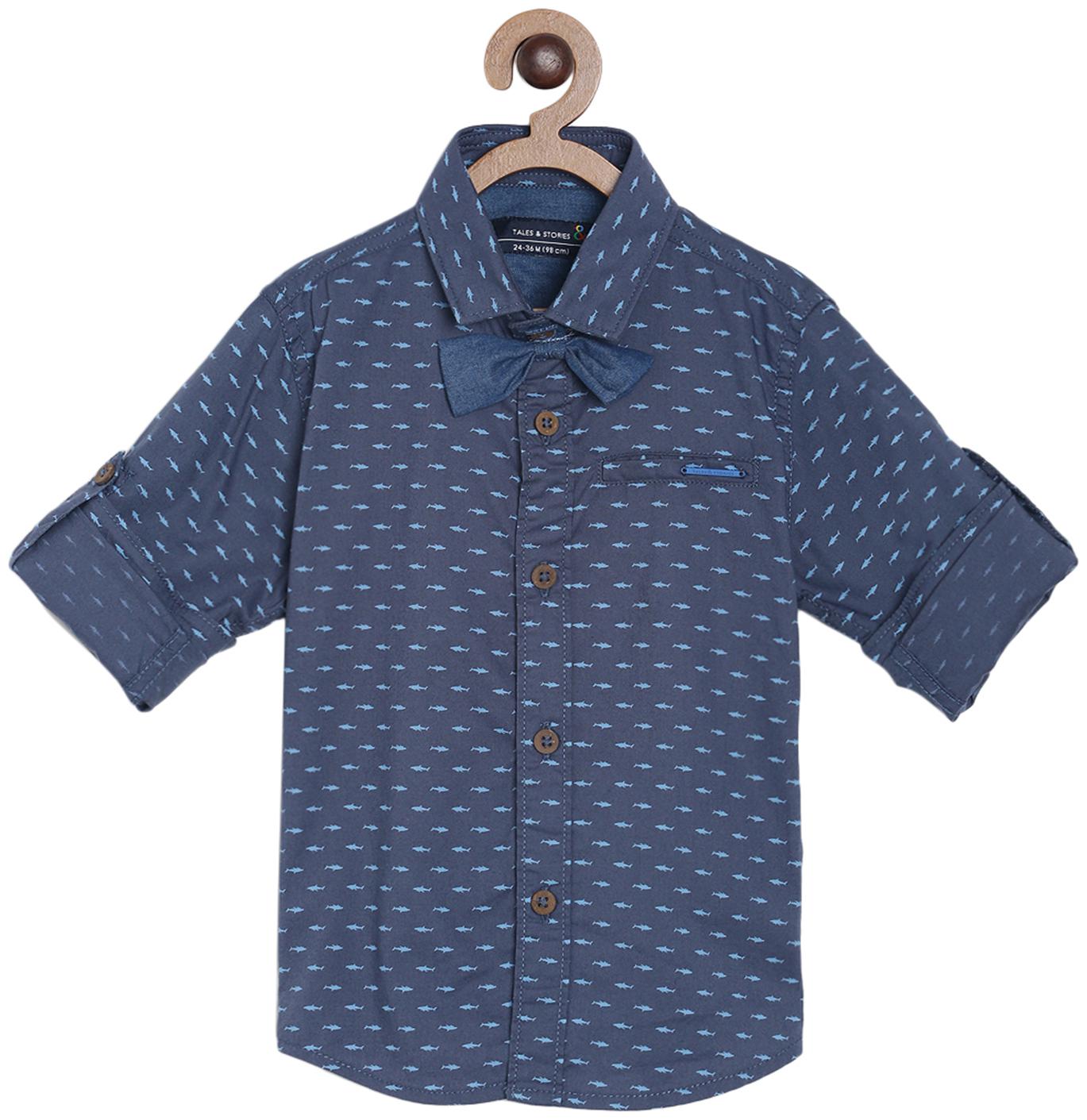 

Tales Stories Cotton Printed Shirt for Baby Boy - Grey