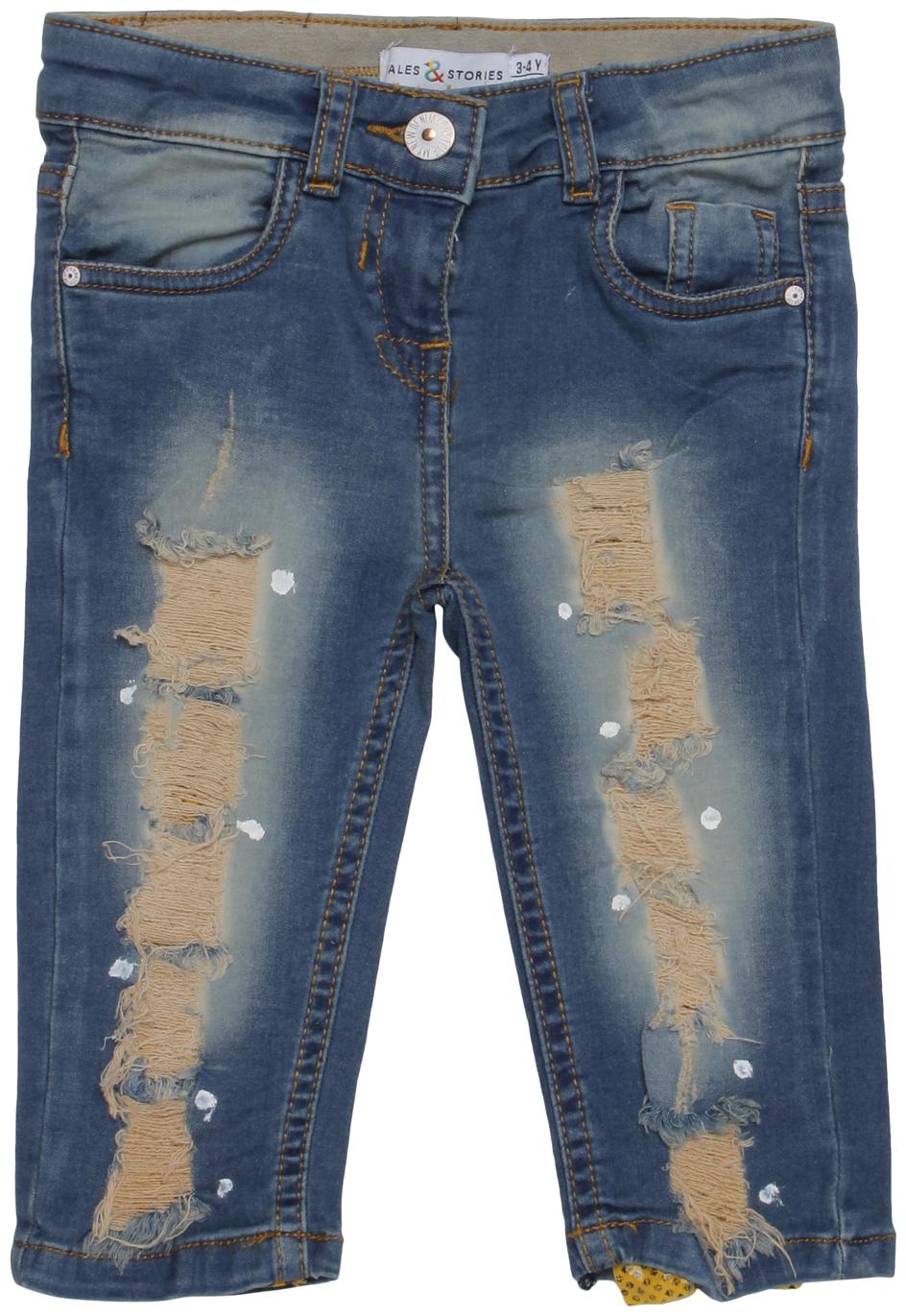 

Tales Stories Girl Denim Solid Capri - Blue