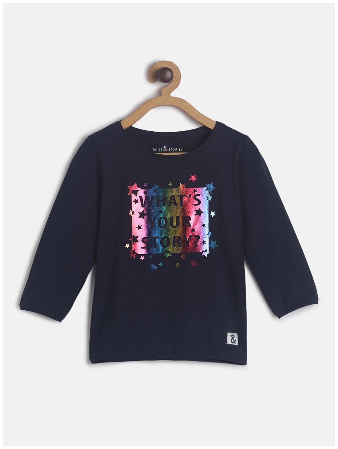 

Tales Stories Girl Cotton blend Printed T shirt - Blue