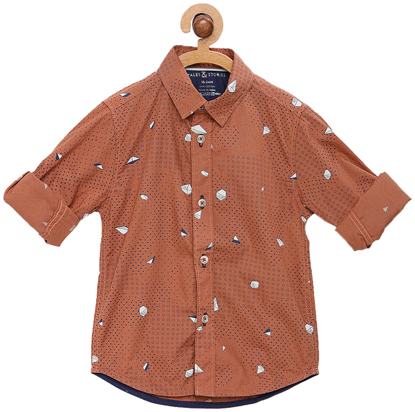 

Tales Stories Boy Cotton Printed Shirt Brown