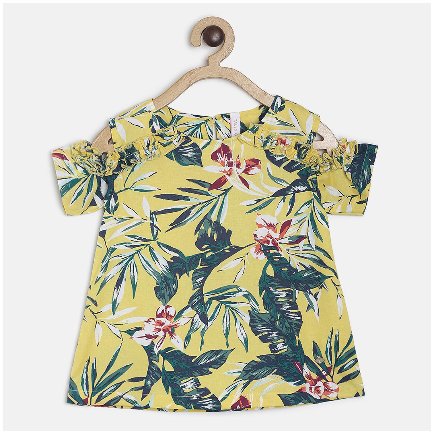

Tales Stories Girl Cotton Floral Top - Yellow