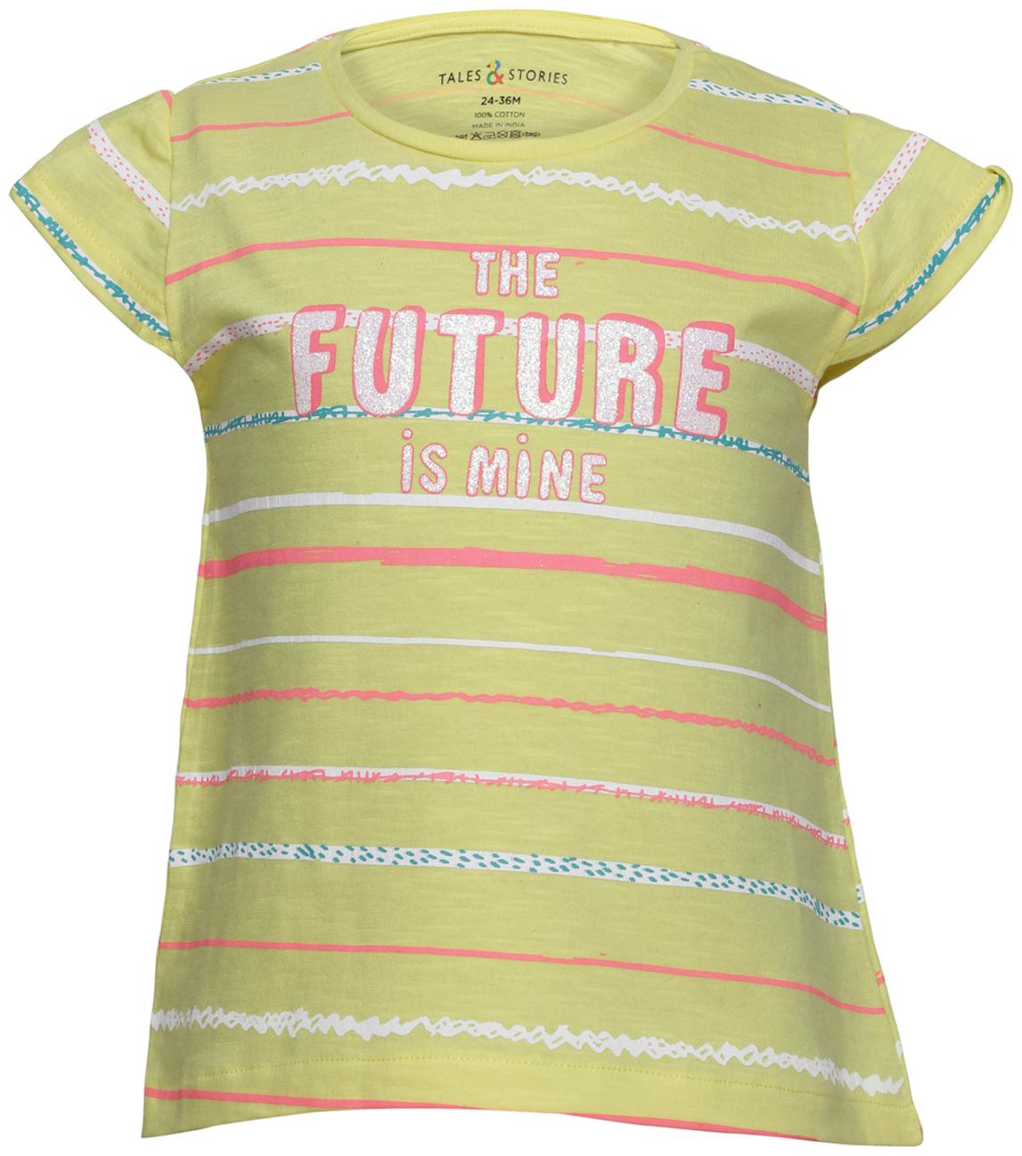 

Tales Stories Cotton Solid T shirt for Baby Girl - Yellow