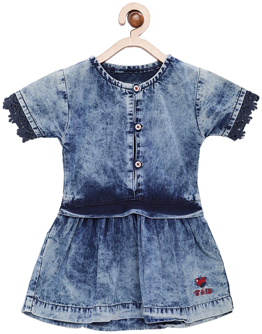 

Tales Stories Baby Girls Blue Fit and Flare Denim Dress