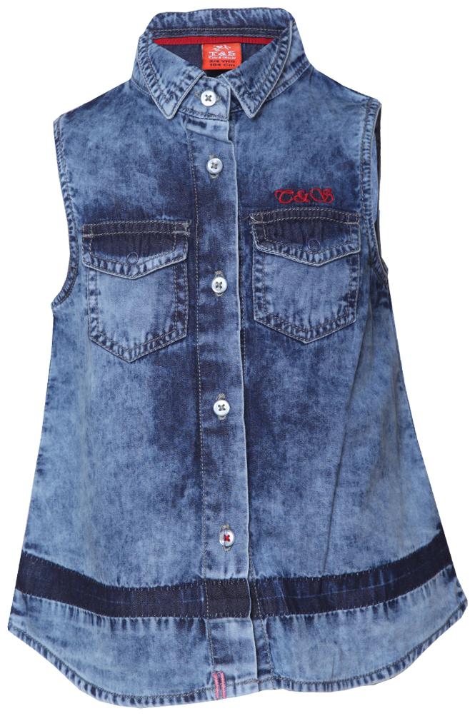 

Tales Stories Girl Denim Solid Shirt - Blue
