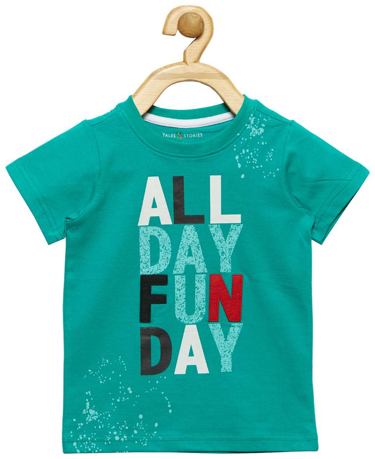 

Tales Stories Boy Cotton Solid T-shirt - Green