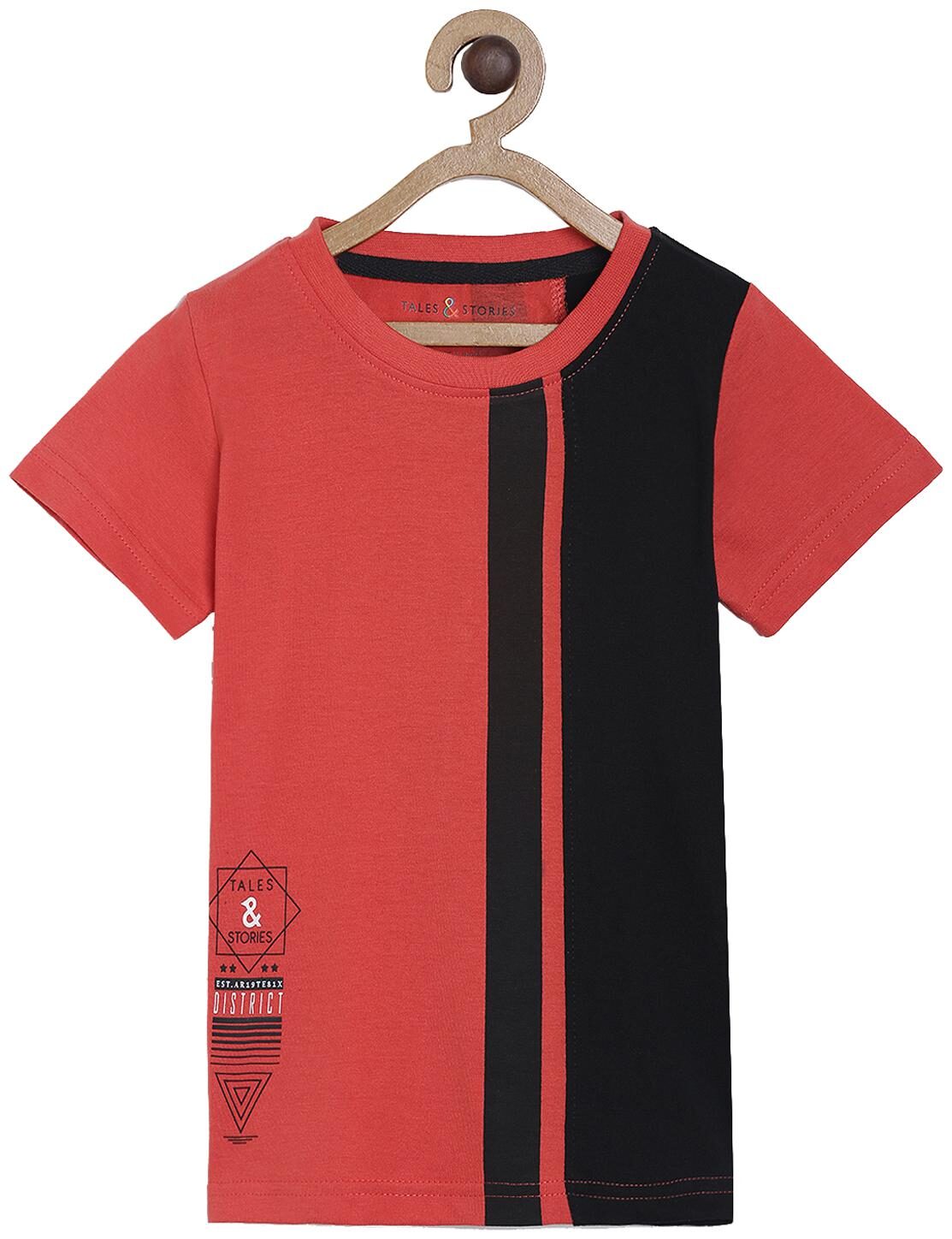 

Tales Stories Boy Cotton Colorblocked T-shirt - Red
