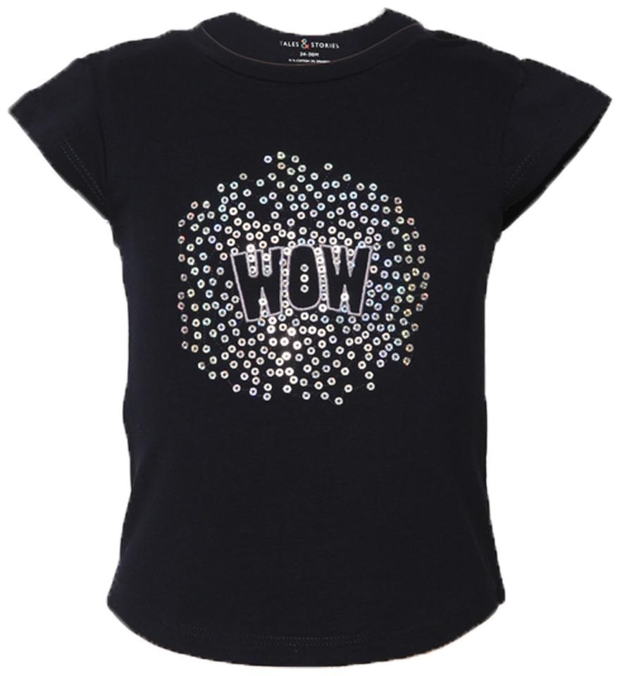 

Tales Stories Girl Cotton Solid T shirt - Black