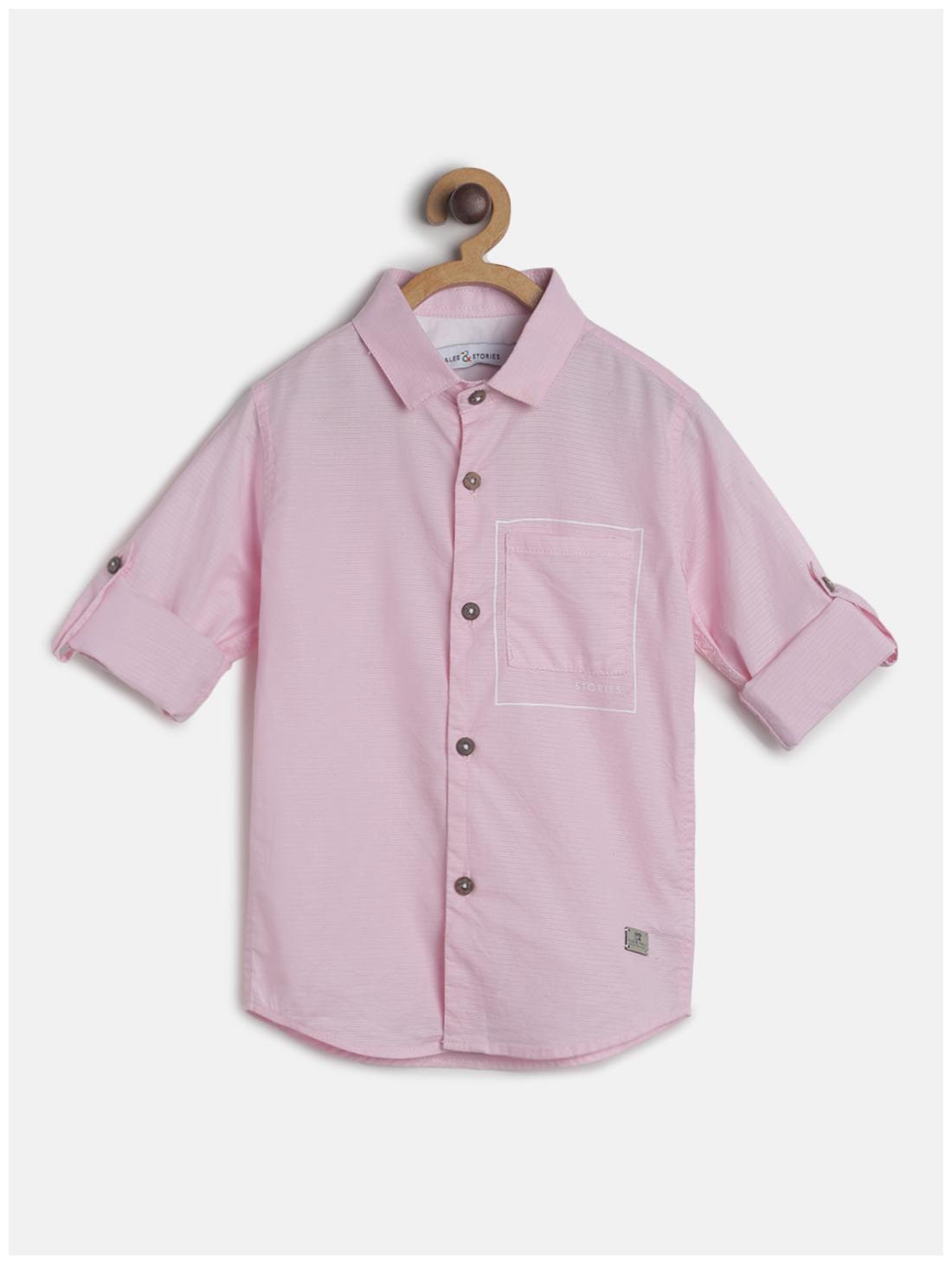 

Tales Stories Boy Cotton blend Solid Shirt Pink
