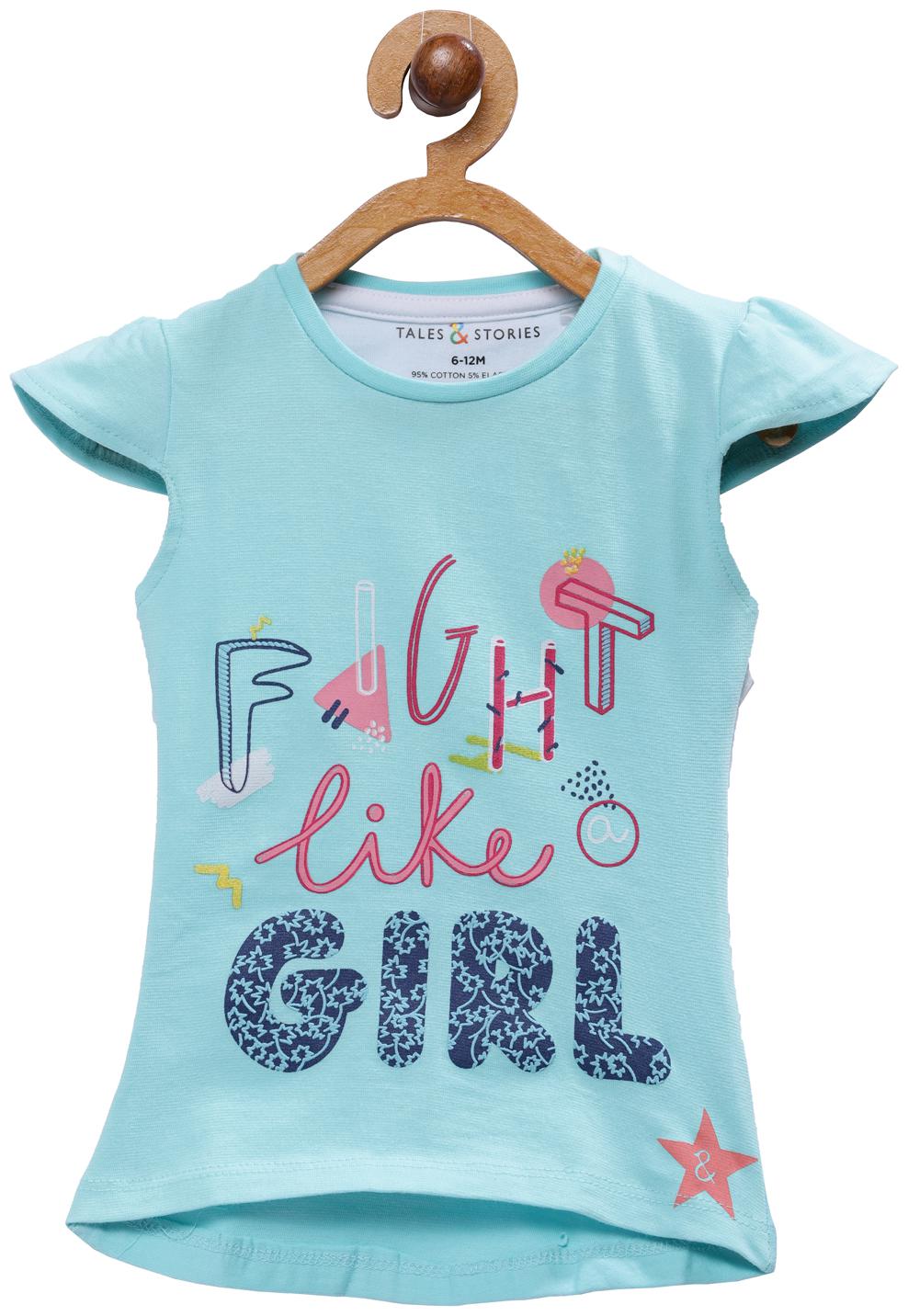 

Tales Stories Cotton Printed T shirt for Baby Girl - Green