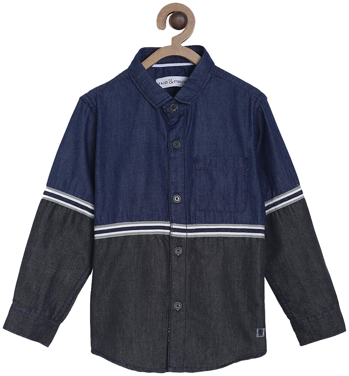

Tales Stories Boy Cotton Solid Shirt Blue