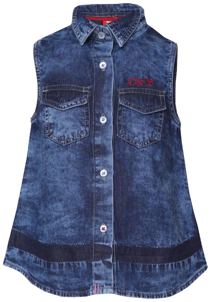 

Tales Stories Girl Denim Solid Shirt - Blue