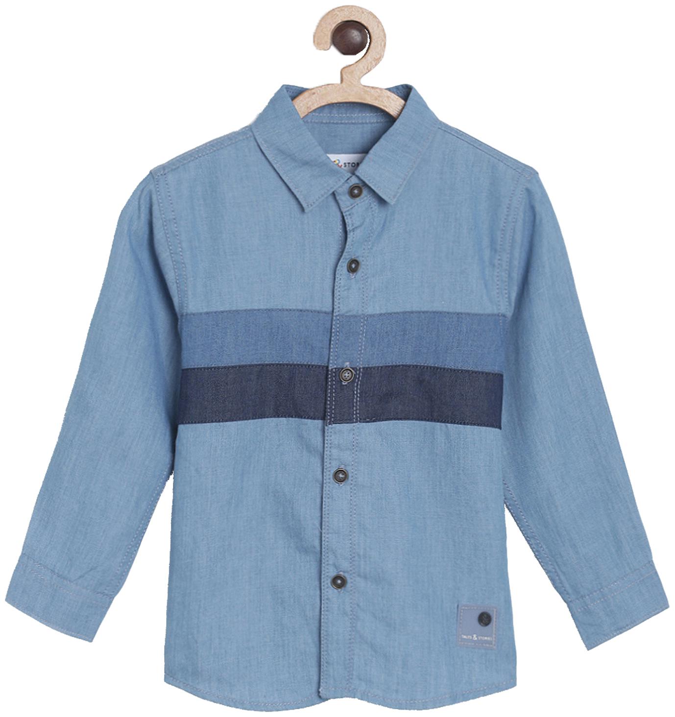 

Tales Stories Boy Cotton Solid Shirt Blue