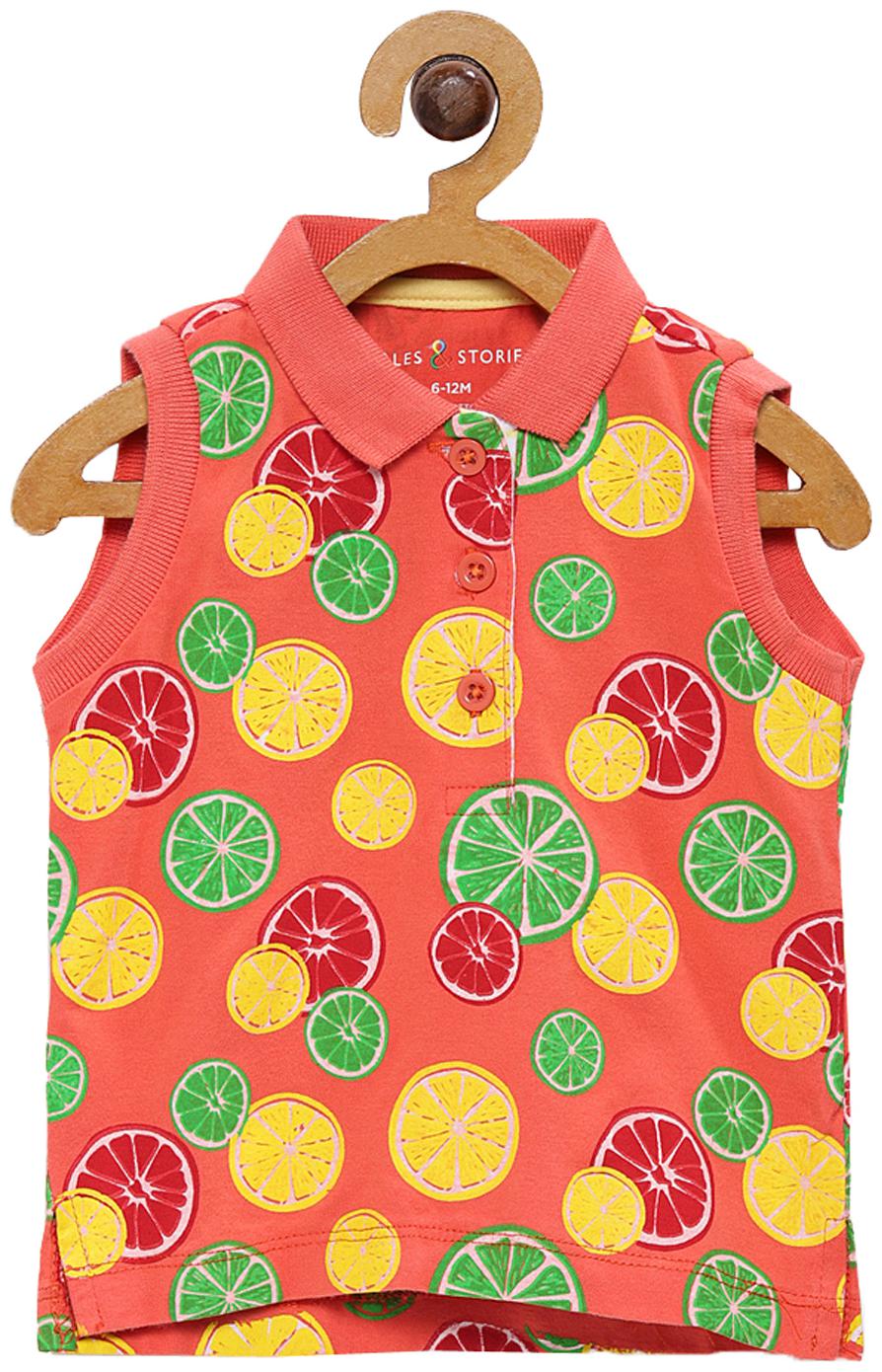 

Tales Stories Girl Cotton Printed T shirt - Orange
