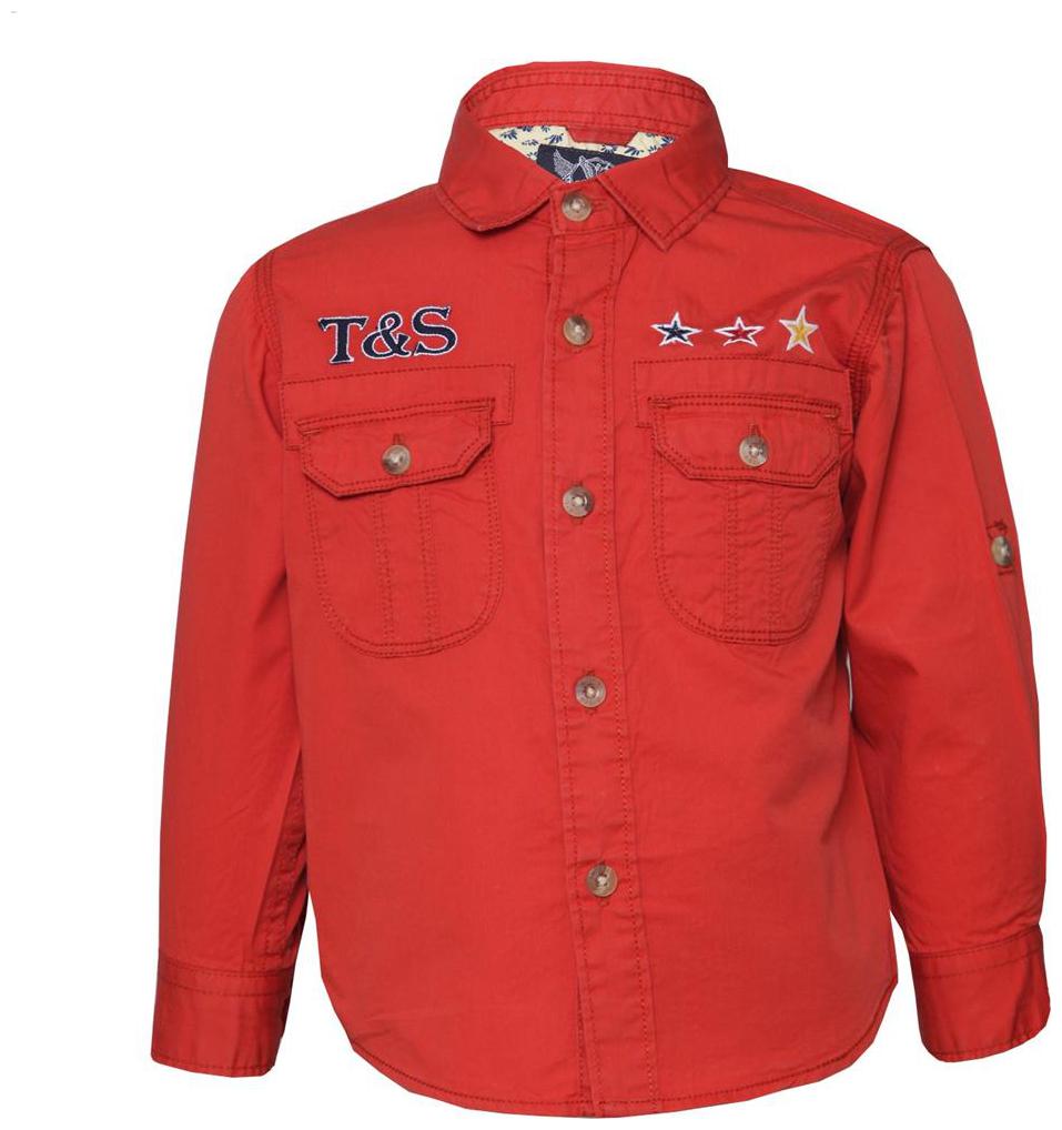 

Tales Stories Denim Solid Shirt for Baby Boy - Red